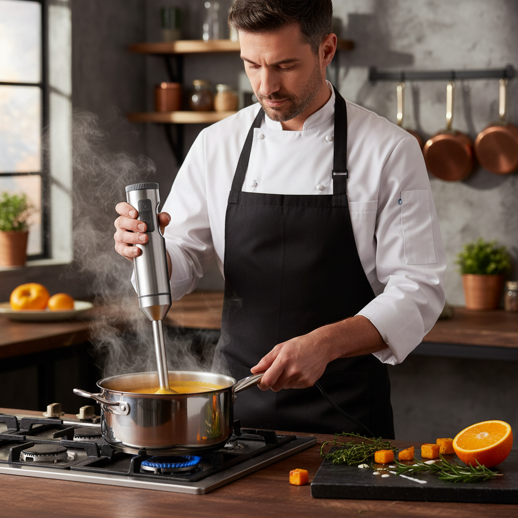 Mixeur plongeant en action 1