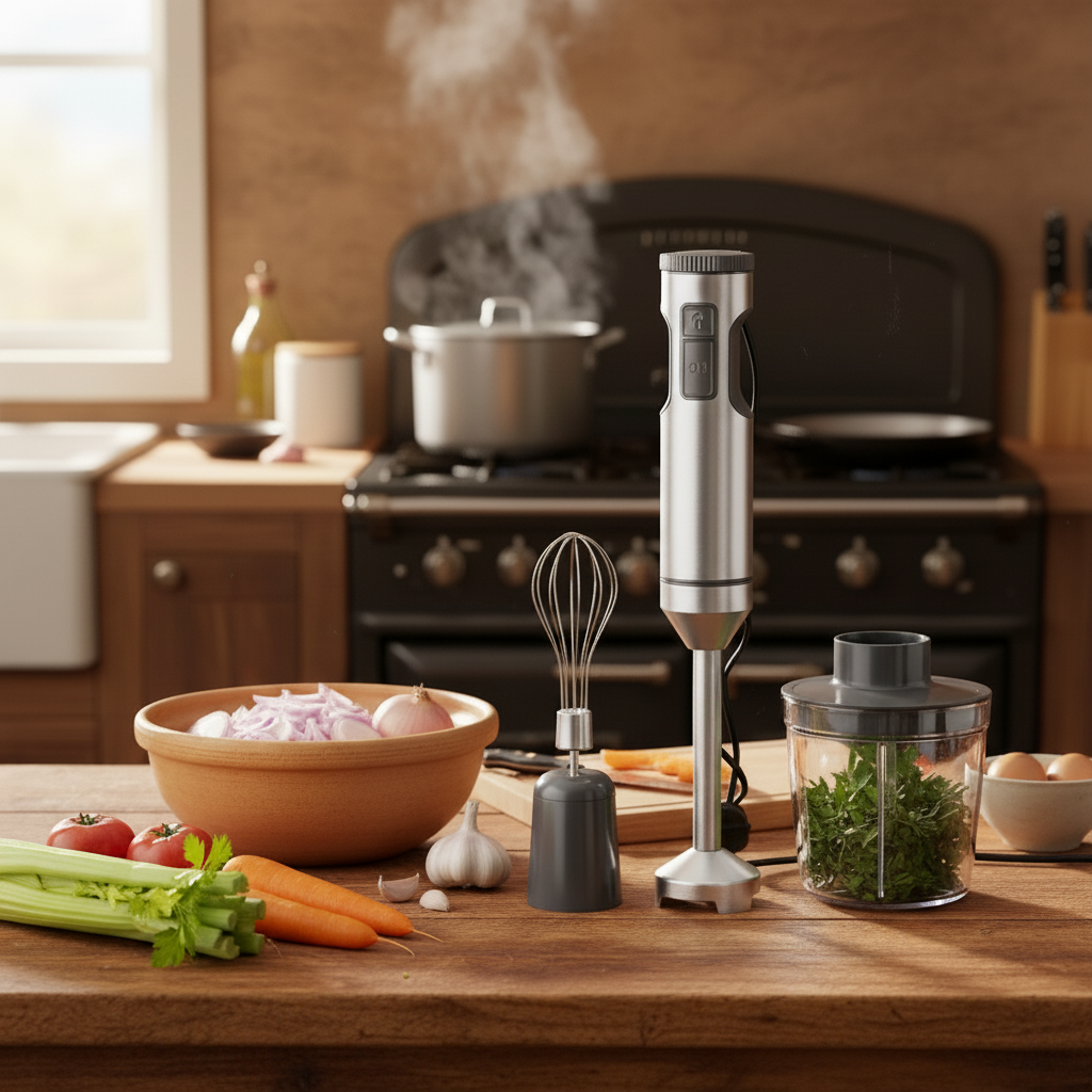 Mixeur plongeant en action