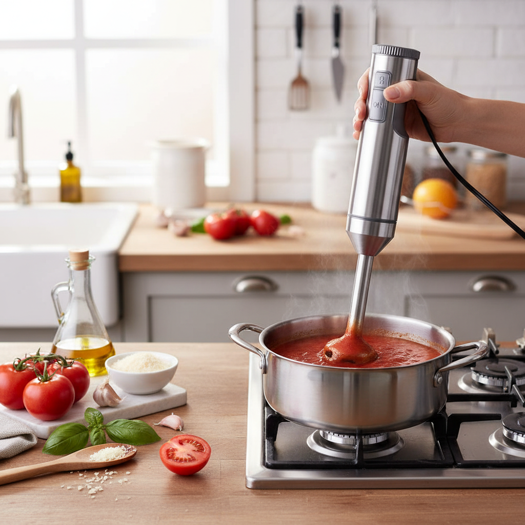 Mixeur plongeant en action