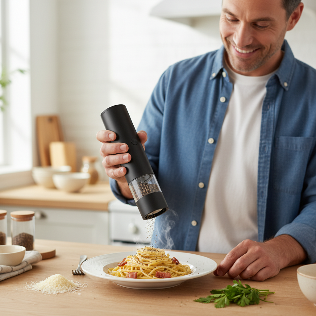 Moulin à table en action Saveurio