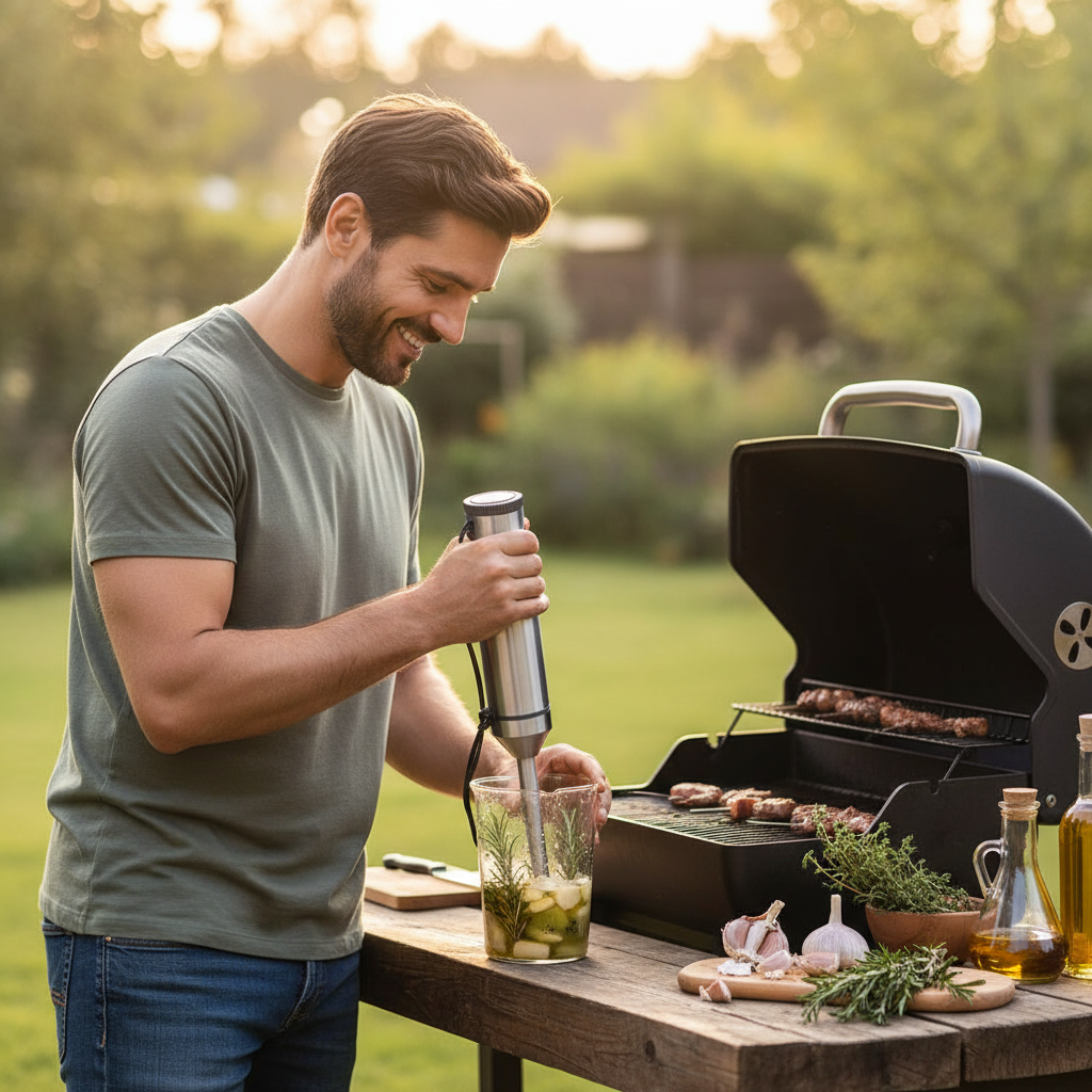 Mixeur plongeant en action